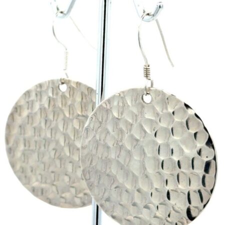 .925 Sterling Silver Hammered Disc Earrings 18.3g