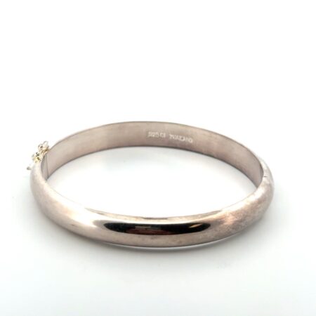 7” x 8.5mm CI Thailand 925 Sterling Silver Hinged Bangle Bracelet 13g