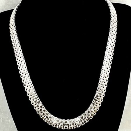 18" Sterling Silver Italy Woven Flat Plasma Chain Necklace w/ Matching Bracelet