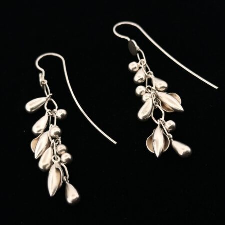 925 Sterling Silver Wisteria Dangle Earrings Signed Kim 9.3g