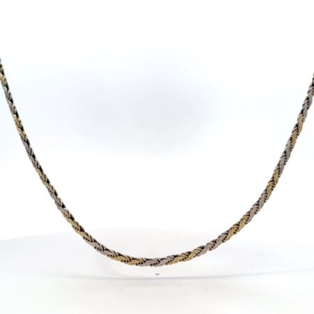 24" Sterling Silver, Two-Tone Color Flattened Wheat Chain Milor, Italy - 20.3g