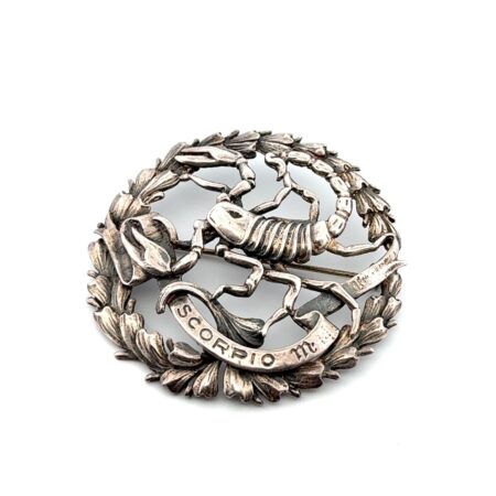 By Sellon 925 Sterling Silver Art Deco Scorpio Zodiac Sign Brooch/Pin 11.2g