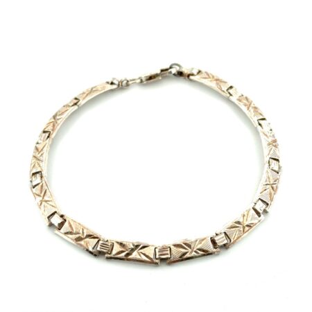 7.5” Etched Starburst Bar Link 925 Sterling Silver Bracelet 8.1g