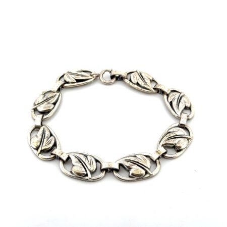 7” Danecraft 925 Sterling Silver Oval Link Leaf Bracelet 15.8g