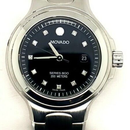 Movado Diamond Women's Watch Series 800 Black Dial 84 36 1832. 02