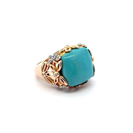 Ross Simons 925 Gold Vermeil Sleeping Beauty Turquoise Ring, Size-7, 7.0g