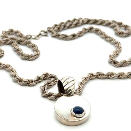 24” .925 Sterling Silver, Lapis Lazuli Pendant, Chain Marked Milor, 23.0g