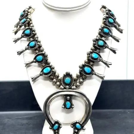 Alfred Long .925 Sterling Silver Squash Blossom Necklace, ~24”, 248g