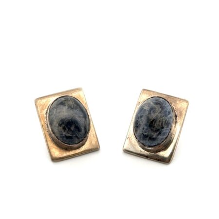 Vintage Taxco Mexico 925 Sterling Silver Sodalite Earrings 14.6g