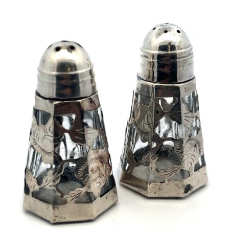 Hecho En Mexico 925 Sterling Silver and Glass Salt & Pepper Shakers