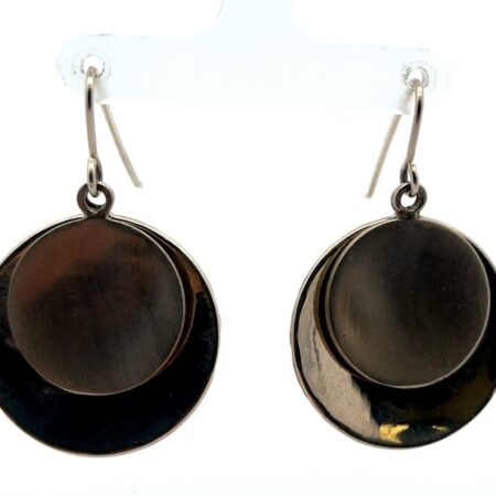925 Sterling Silver Double Disk Hook Earrings 22.2 Grams