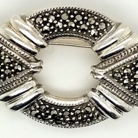 Vintage 925 Sterling Silver Marcasite Brooch/Pin 15.8 Grams