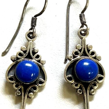 925 Sterling Silver Lapis Lazuli Dangle Earrings 7.1 Grams