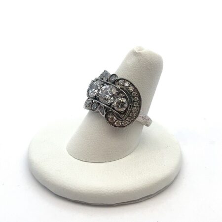 925 Sterling Silver Cubic Zirconia Cluster Statement Ring Size: 7