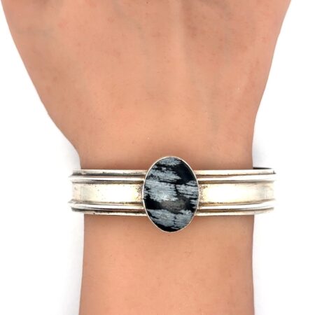 6.5” .925 Sterling Silver Cuff Bracelet w/ Oval Buffalo Turquoise Stone, 29.7g