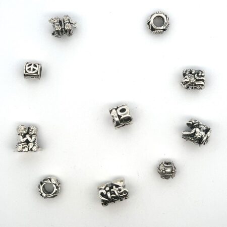 Lot of 10 Sterling Silver Charms (Snake Chain Compatible) Assorted Themes 23.5g