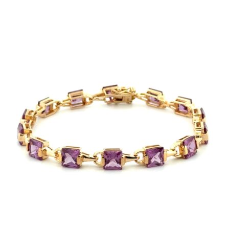 7” Ross Simons Gold Vermeil 925 Sterling Silver Amethyst Tennis Bracelet 13.9g