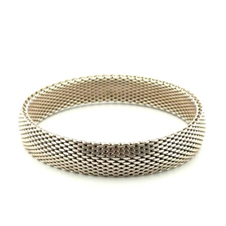 7.5” Vintage 925 Sterling Silver Mesh Bangle Bracelet 40g