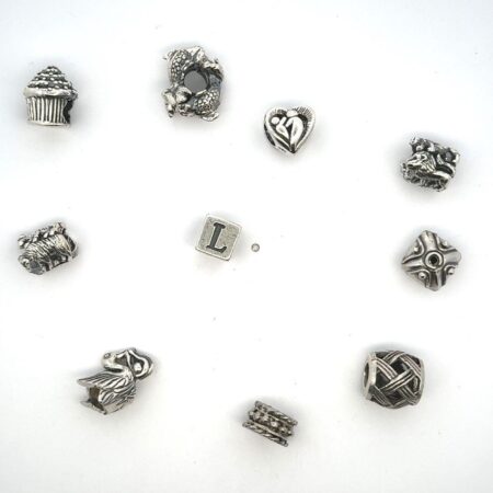 Lot of 10 Sterling Silver Charms (Snake Chain Compatible) Assorted Themes 23.5g