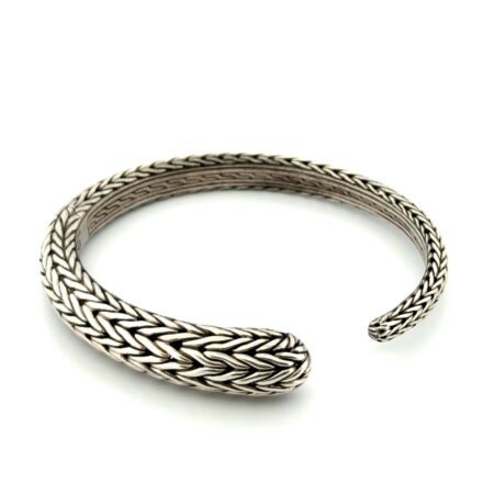 6.75” John Hardy 925 Sterling Silver Woven Hinged Bangle Cuff Bracelet 28.9g