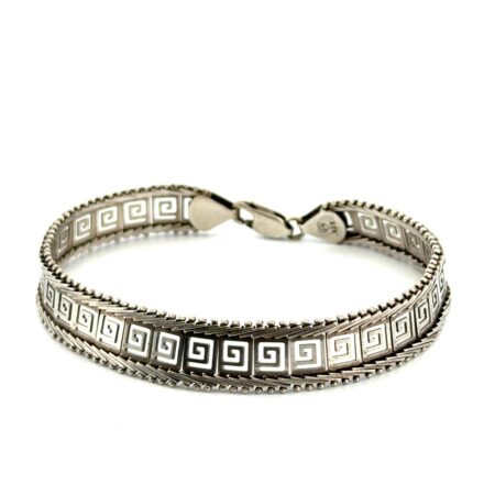 7” Stefani Argento 925 Sterling Silver Greek Key Bracelet 11.2g