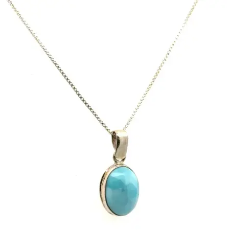 18” .925 Sterling Silver Oval Laminar Pendant Necklace, 4.1g