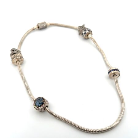 15” Pandora ALE 925 Sterling Silver Snake Chain Charm Necklace 41.9g