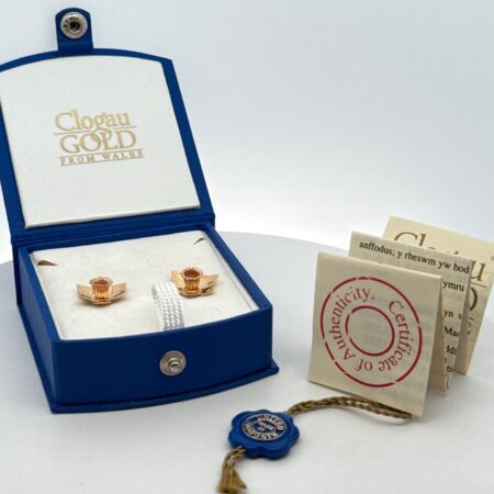 Welsh Clogau Gold 10k + 14k Yellow & Rose Gold Daffodil Stud Earrings, 4.0g