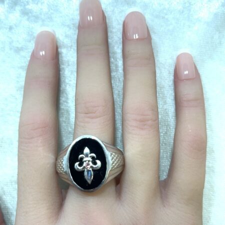 Natural Thai Black Spinel Fleur De Les Pink Tourmaline Ring 11.7 Grams Size-14