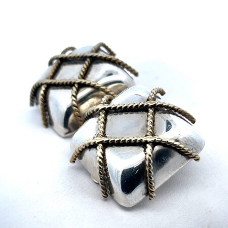 Vintage Mexico TL-41 .925 Silver & Gold Fill Clip-on Earrings 15.0g