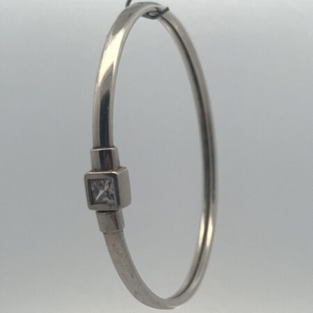 925 Sterling Silver & Cubic Zirconia Bangle Bracelet CC 925 DW CZ 7 Inch