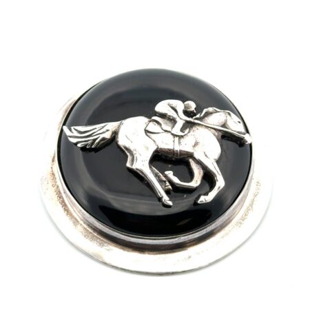 Estes Collection by Linda Wiliams 925 Sterling Silver Onyx Horse Pendant/Brooch