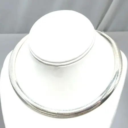 16” .925 Sterling Silver Omega 9.7mm Choker Necklace, 37.3g