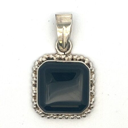 Vintage 925 Sterling Silver Square Onyx Pendant 9.5g