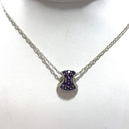 18" Sterling Silver and Amethyst Cluster Slide Necklace - 5.5 Grams