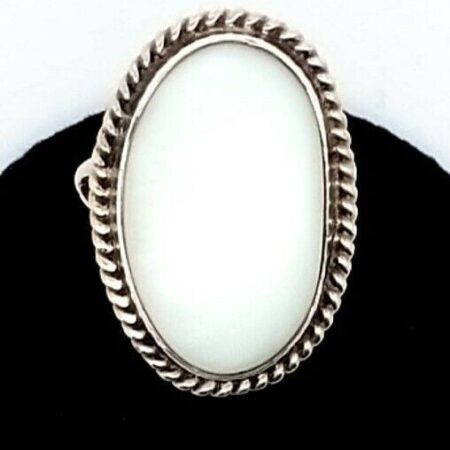 925 Sterling Silver Mother Of Pearl Twisted Cable Ring 6.0 Grams Size-6