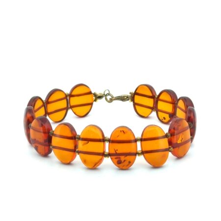7” x 17mm Oval Baltic Amber Link Bracelet 9.8g