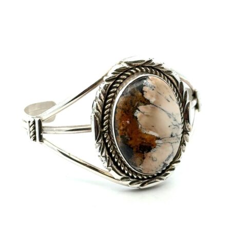 Richard Yazza 925 Sterling Wild Horse Agate Cuff Bracelet Navajo 6.5” 33.9g