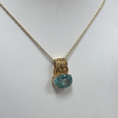 925 Sterling Silver Pendant Sky Blue Topaz 20” Necklace 14x10 Stone