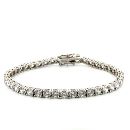 6.75” Korea 925 Sterling Silver Round CZ Tennis Bracelet 12.3g