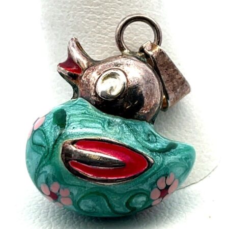 925 Sterling Silver Hand Painted Duck Pendant 2.9 Grams