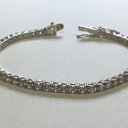 925 Sterling Silver CZ Tennis Bracelet Double Safety Clasp 8” Length