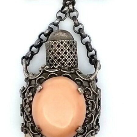 Vintage French Perfume Bottle, Brooch/Pin Sterling Silver & Mookaite Jasper