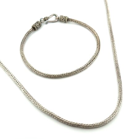 Matching 18” & 7” 925 Sterling Silver Foxtail Dragon Necklace and Bracelet Set