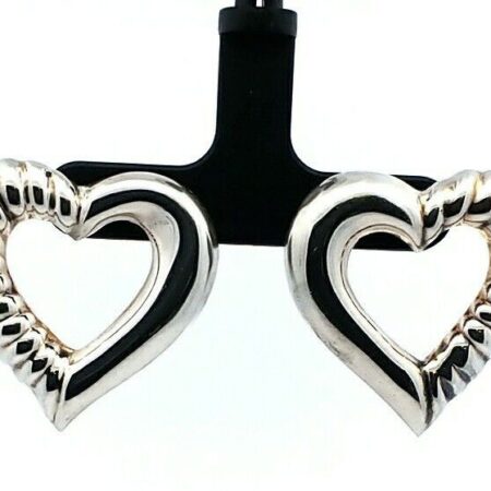 925 Sterling Silver Puffy Open Heart Stud Earrings 7.9 Grams