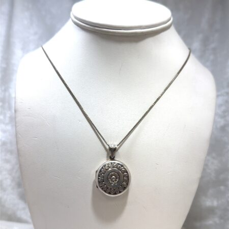 18 Inch Sterling Silver Box Chain W/ Round Sterling Silver Locket - 8.5 Grams