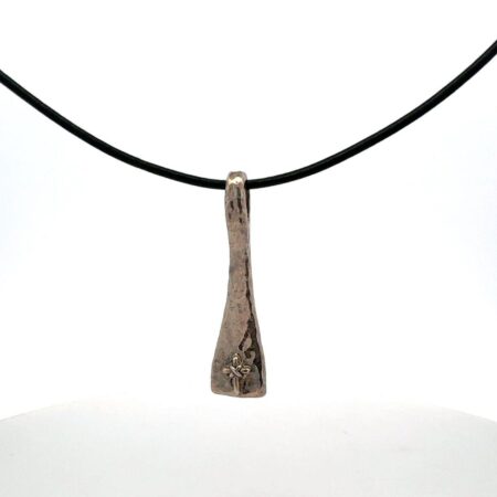 Vintage Shannon Diego Hammered Silver Pendant on Black Cord - 13.6g