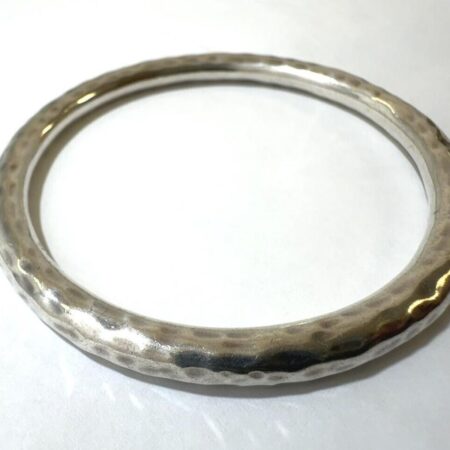 Hammered Sterling Silver 7.5 Inch Mexico 6.1 mm Bangle Bracelet - 23.1 Grams