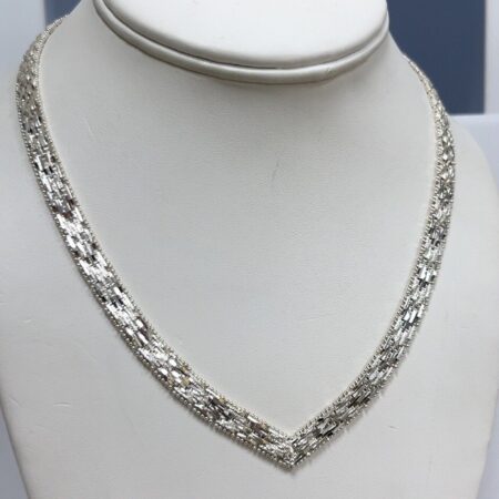 Vintage Italian 925 Sterling Silver 16” V-Shaped Necklace 35.8 Grams