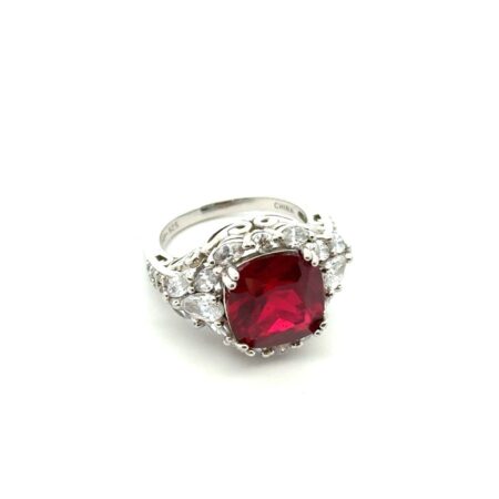 .925 Sterling Silver Lab Created Ruby & CZ, S-5, 6.0g